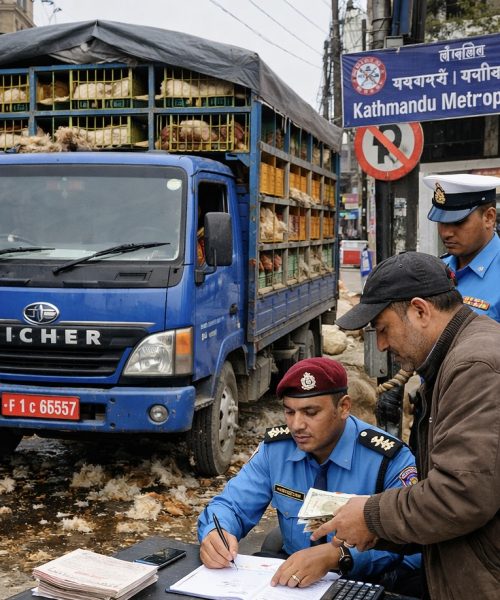 कुखुरा झार्दा सडक नै फोहोर: सवारी धनीलाई २५ हजार जरिवाना