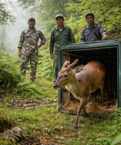 भेडेटारबाट उद्धार गरिएको मृगलाई पुनः प्राकृतिक बासस्थानमा फर्काउने तयारी