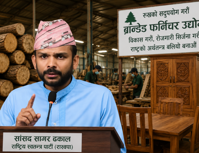 रुखको सदुपयोग गर्दै ब्रान्डेड फर्निचर उद्योग विकास गर्न सांसद सागर ढकालको प्रस्ताव